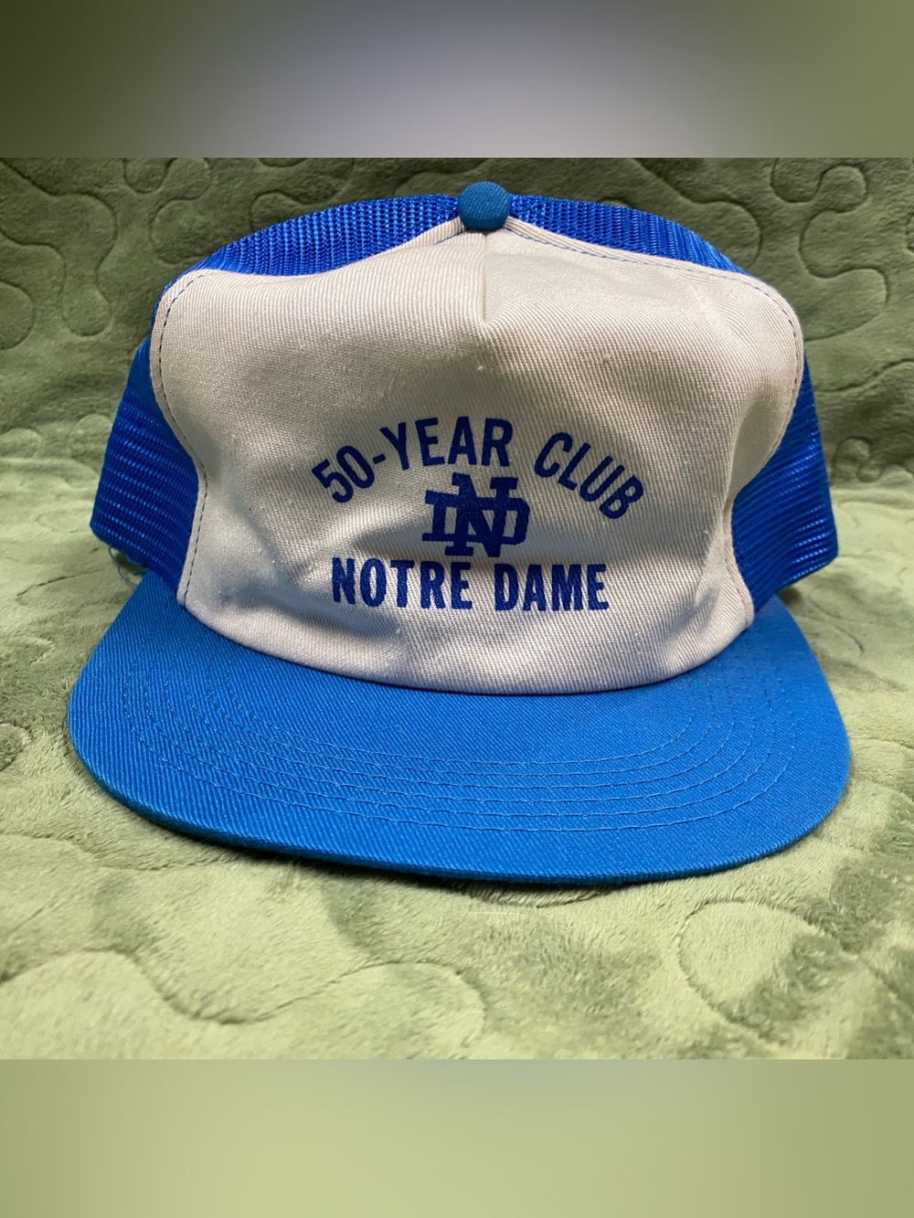 VTG 80s Notre Dame 50-Year Club, SnapBack Trucker Hat, Foam deterioration